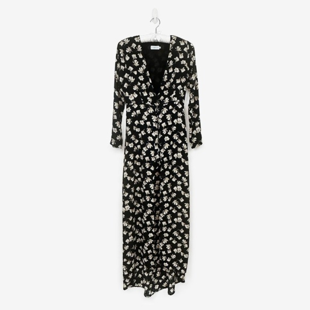 Lioness Maxi Romper Dress Size M Black Floral Boho Chic Romantic Resort Glam‎